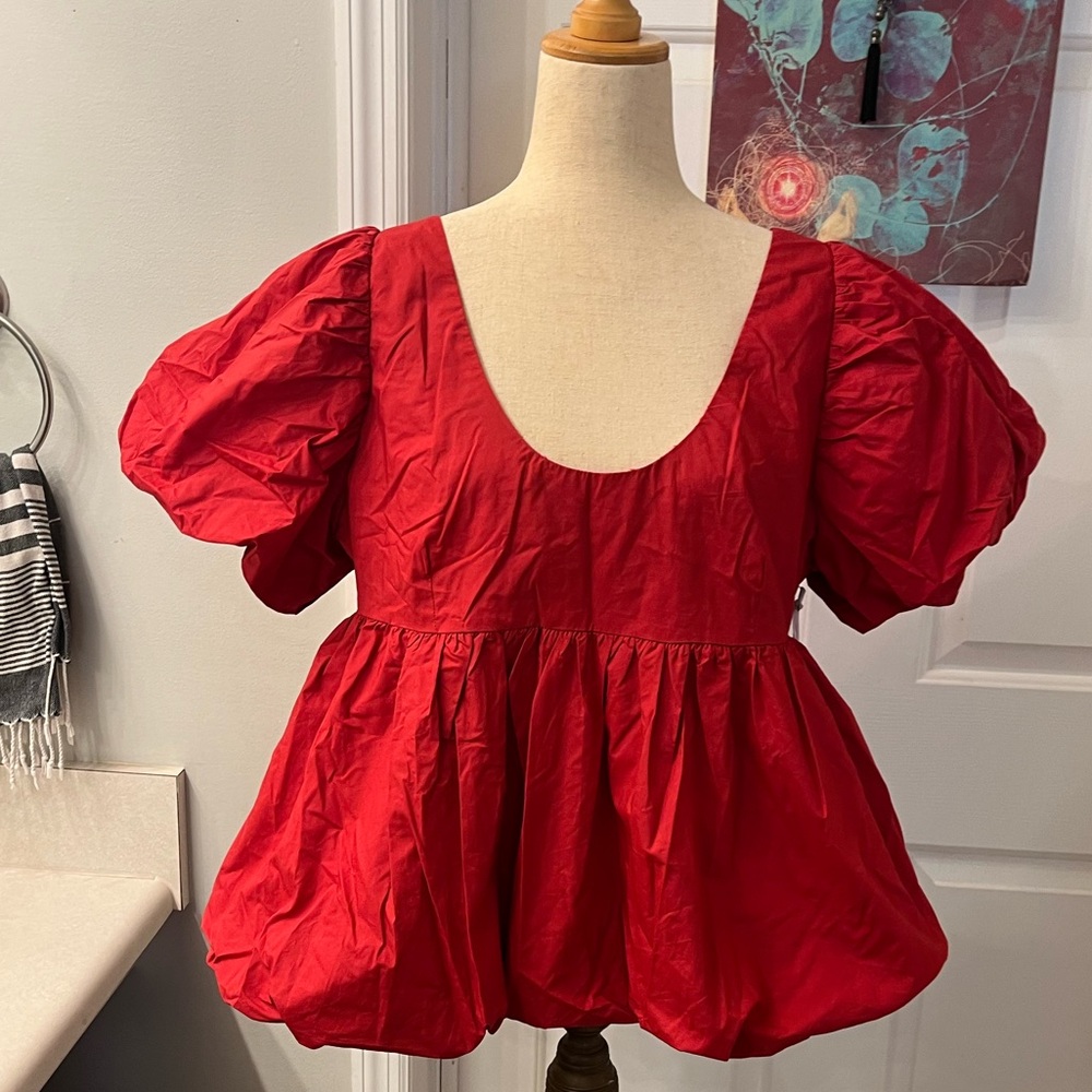 NWT Hyacinth House Red balloon blouse